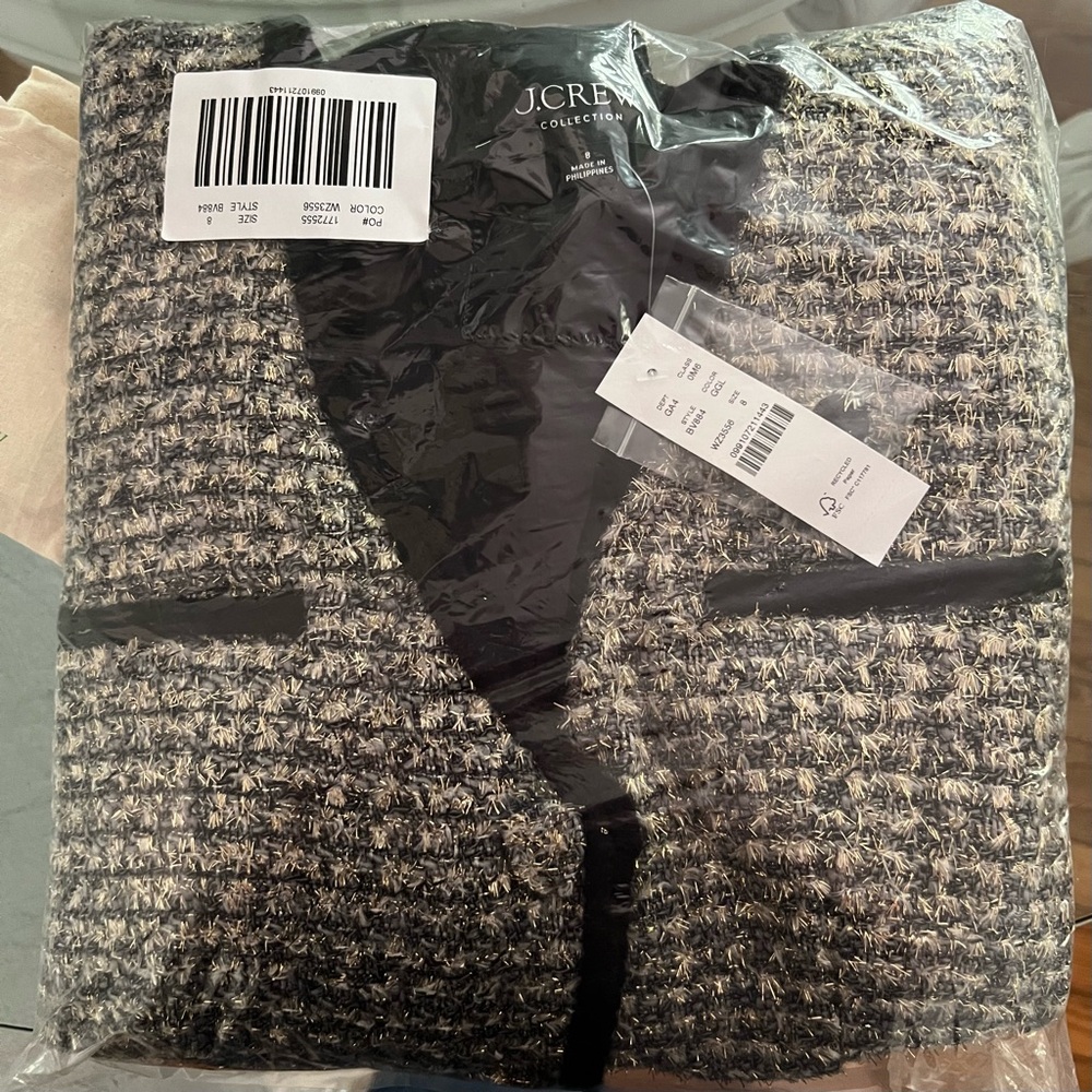 J Crew Collection V-neck lady dress in tinsel tweed size 8 BV884 - Picture 8 of 9
